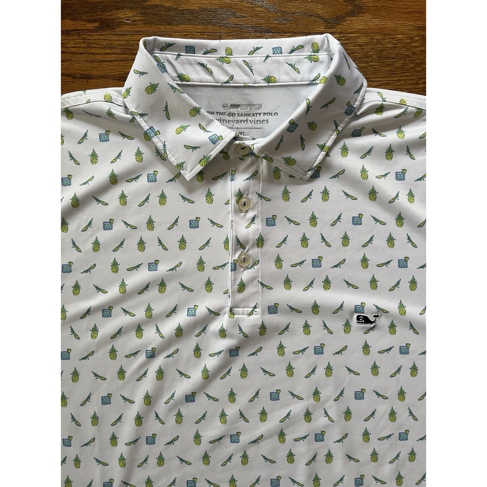 Vineyard Vines On The Go Pineapple Novelty Print Sankaty Performance XL Polo